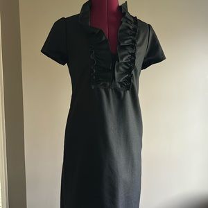 J. Crew black wool ruffle trim dress size 2P